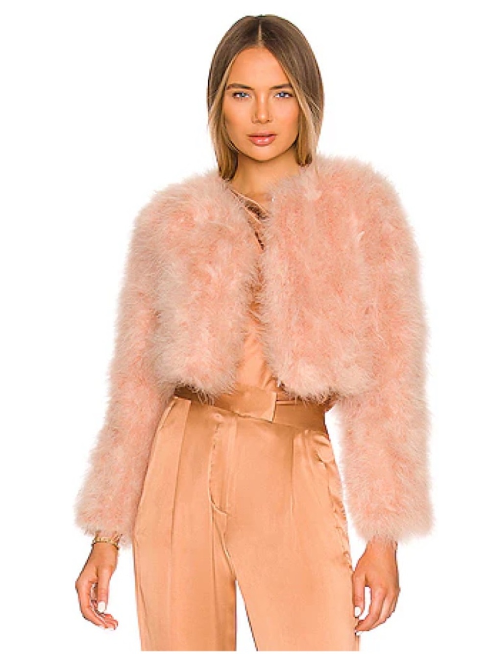 Bubish Light Pink Feather Jacket